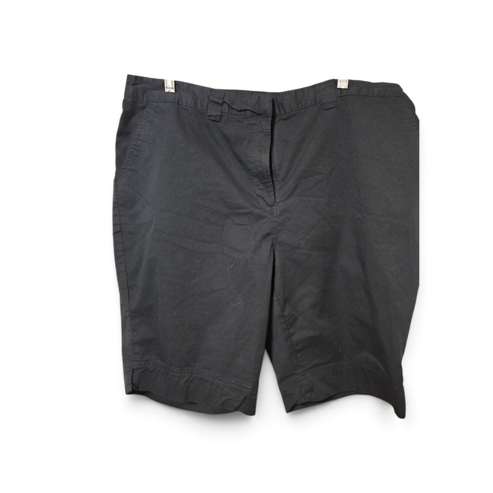 Kim Rogers Black Chino Shorts Elastic Waist Cotton Blend Casual Knee Length 0589